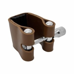 ABRAÇADEIRA PARA BOQUILHA COURO MARROM FERRAGEM CROMADA - SAX ALTO