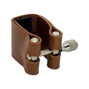 ABRAÇADEIRA PARA BOQUILHA COURO MARROM FERRAGEM CROMADA - CLARINETE