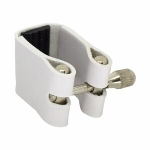 ABRAÇADEIRA PARA BOQUILHA COURO BRANCO FERRAGEM CROMADA - CLARINETE