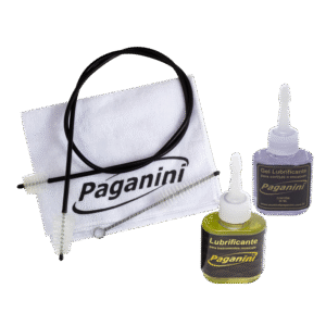 KIT LIMPADOR PARA TROMPETE OU TROMBONE COM ESCOVAS, FLANELA, GEL E ÓLEO PARA PISTO